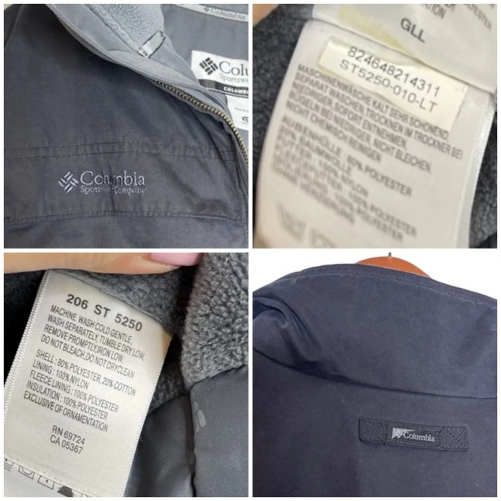 COLUMBIA Water Wind Resistant Mock Neck Fleece Lined  Insulated Jacket Size LT